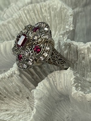 925 Sterling Silver Pink Spinel Ring Size 5
