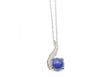 14K White Gold Sapphire Blue Star Chain With Pendant