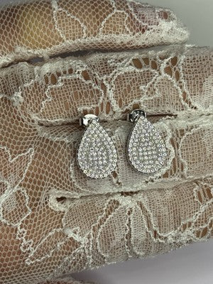 925 Sterling Silver Drop CZ Earrings Length 0.65 Inch