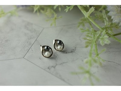 10K White Gold Pearls Earrings Italy