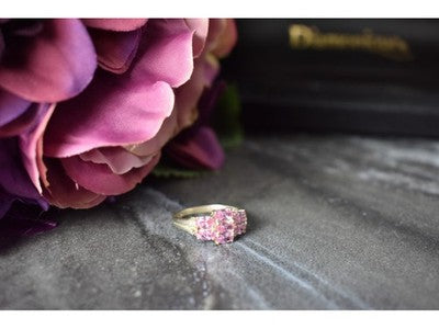 925 Sterling Silver Pink CZ Ring Size 6.5
