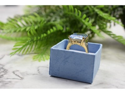 925 Sterling Silver Gold Plated Iolite Ring Size 6.5