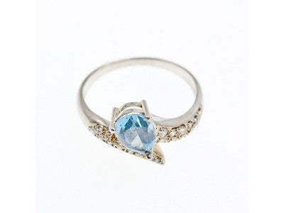 925 Sterling Silver Topaz & CZ Ring Size 9.5