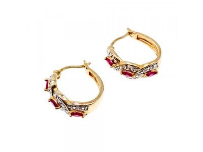 925 Sterling Silver Gold Plated Pink Topaz Earrings