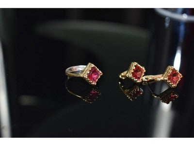 925 Sterling Silver with Gilding Alpanite Set (Ring Size 7)