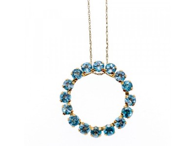 10K Yellow Gold Topaz Chain With Pendant