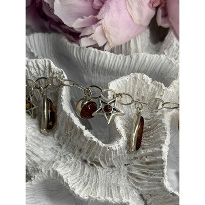 Starry Sky 925 Sterling Silver Amber Bracelet Length 7.5