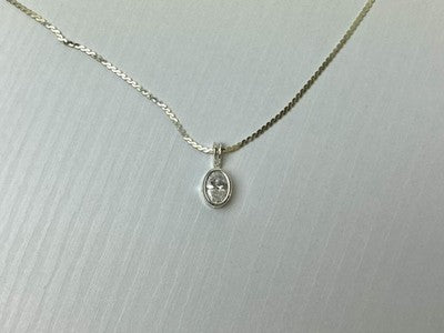 925 Sterling Silver CZ Chain With Pendant 925 Italy