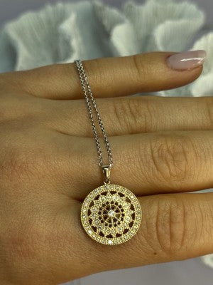 14K YELLOW WHITE GOLD DIAMOND 0.7 CARAT NECKLACE LENGTH 18 INCH