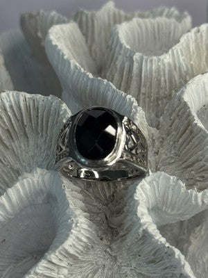 925 Sterling Silver Onyx & Beryl Ring Size 9