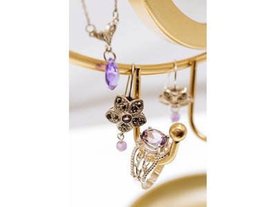 925 Sterling Silver Amethyst Openwork Ring Size 7