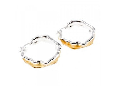 925 Sterling Silver Gold Plated Original Design Earrings Italy