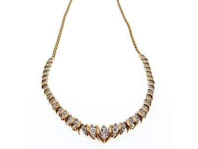 925 Sterling Silver Gold Plated Diamonds Necklace