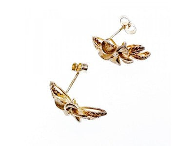 925 Sterling Silver Gold Plated CZ "Flowers" Earrings