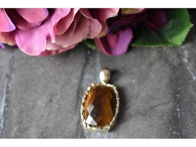 925 Sterling Silver Tiger'S EYE Pendant