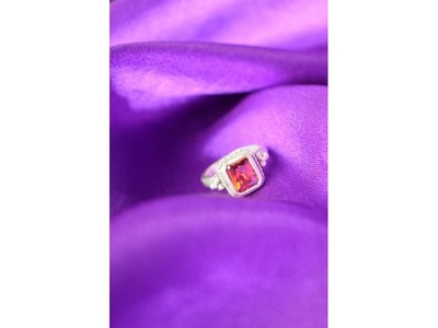 925 Sterling Silver Orange CZ Ring Size 6.5