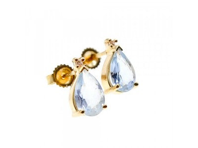 14K Yellow Gold Topaz & Diamond Earrings