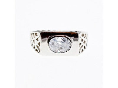 925 Sterling Silver CZ Men'S Ring Size 15.25
