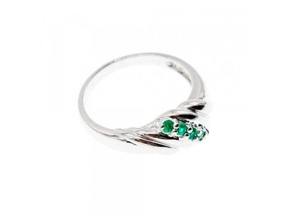 925 Sterling Silver Green CZ Ring Size 10.5