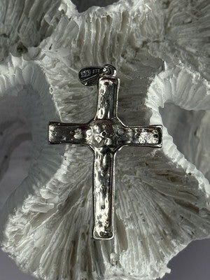 925 Sterling Silver Diamond Cross Length 1.50 Inch