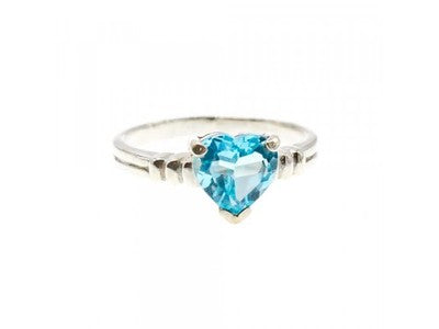 925 Sterling Silver Topaz "Heart" Ring Size 8
