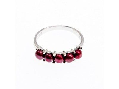 925 Sterling Silver Cherry Pearls Ring Size 7