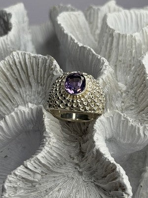 Elegant Design 925 Sterling Silver Amethyst Ring Size 6