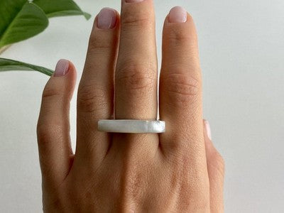925 Sterling Silver Mother OF Pearl Ring Size 8.5