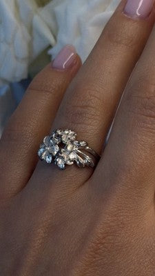 Vintage Delicate Flower Nature 925 Sterling Silver Ring Size 7.5