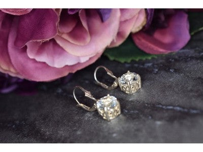 925 Sterling Silver Clear Quartz Earrings