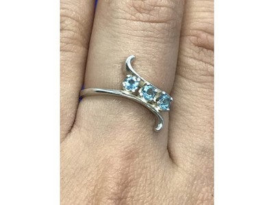 925 Sterling Silver Blue Spinel Ring Size 8