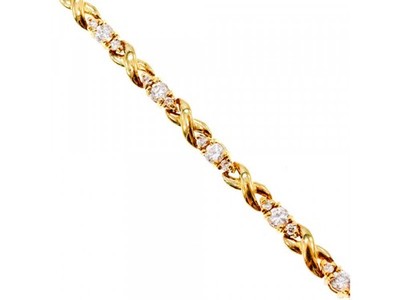 925 Sterling Silver Gold Plated CZ Bracelet Size 7 IN