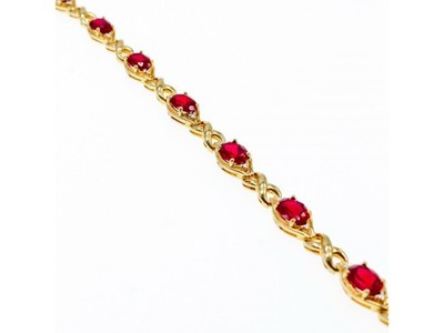 925 Sterling Silver Gold Plated Ruby Bracelet
