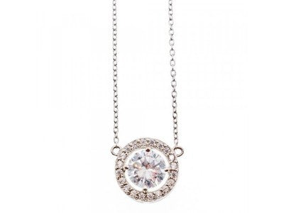 925 Sterling Silver CZ Pendant Necklace