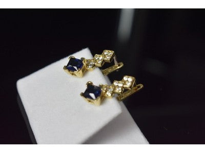 925 Sterling Silver Gold Plated Alpanite & CZ Earrings Turkey