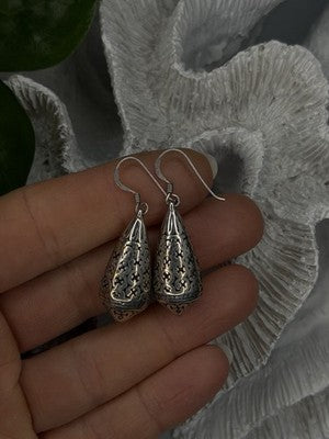 Filigree Teardrop Dangle 925 Sterling Silver Earrings