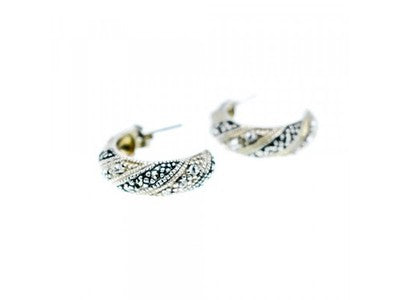 925 Sterling Silver CZ & Marcasites Stud Earrings