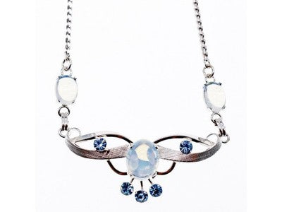 925 Sterling Silver Moonstone & Aquamarine Necklace