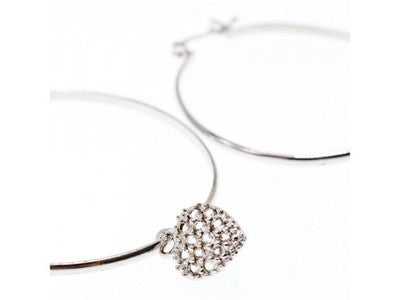 925 Sterling Silver Quartz "Heart" Hoop Earrings