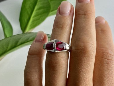 925 Sterling Silver Pink Spinel Ring Size 5.5