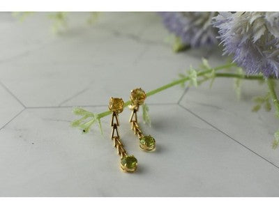 14K Yellow Gold Heliodor & Tsavorite Earrings