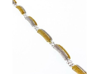 925 Sterling Silver Gold Plated Bracelet Italy Size 7.5 IN