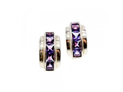 925 Sterling Silver Purple Tourmaline Stud Earrings