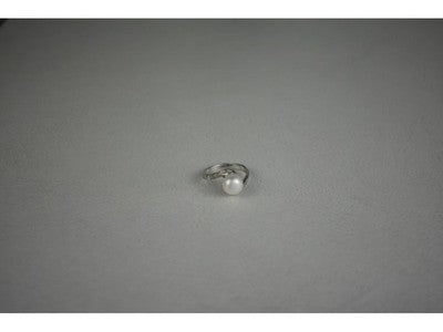 925 Sterling Silver Pearl & Colorless Spinel Ring Size 8
