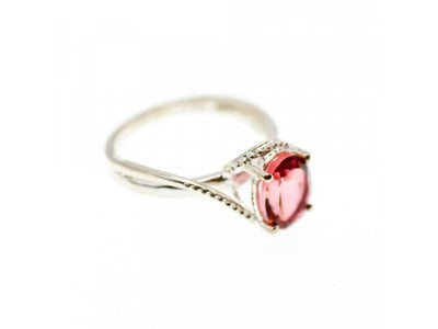 925 Sterling Silver Red Spinel Ring Size 7