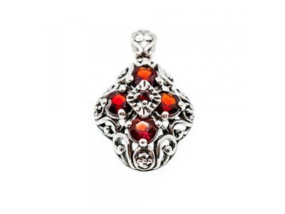 925 Sterling Silver Garnet Pendant