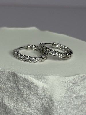 925 Sterling Silver CZ Earrings Length 0.7 Inch