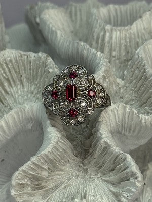 925 Sterling Silver Pink Spinel Ring Size 5