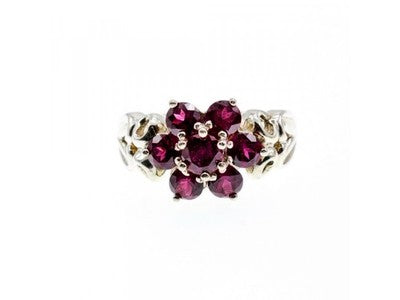 925 Sterling Silver Pink Spinel "Flower" Ring Size 7