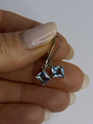 Shiny 925 Sterling Silver Topaz Earrings Length 1 Inch